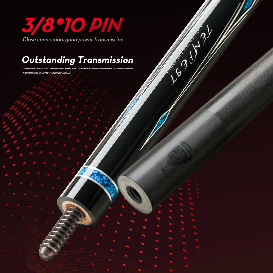 Fury Carbon Fiber Pool Cue Stick 58" Billiard Cue Professional Low Deflection Easy to Control Pool Sticks with Radial Pin