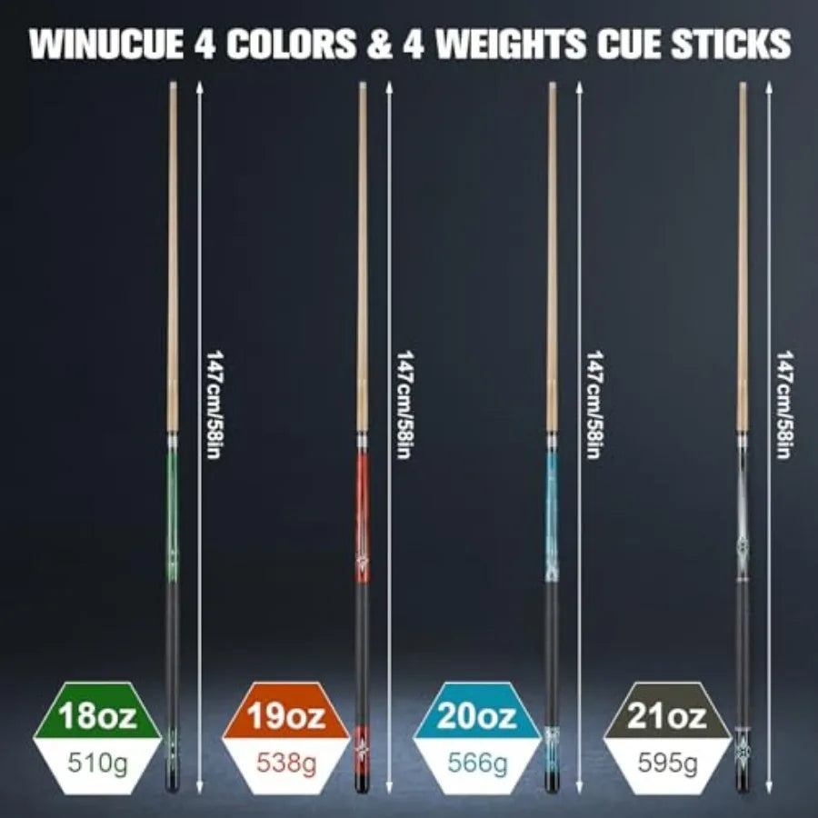 Pool Cue, 58 inch Maple Billiard Pool Cue Sticks for Adults with 13mm Tip, 18 19 20 21oz Professional Pool Sticks with Anti-Sli