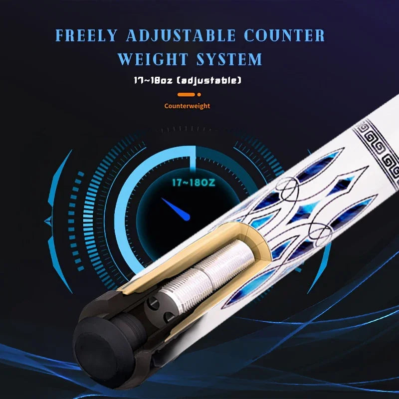 12.5mm Low Deflection Pool Cue 3/8×8 Steel Joint Multi Layer Tip Laser Grip Black Tech for 9 Ball Billiard Gift